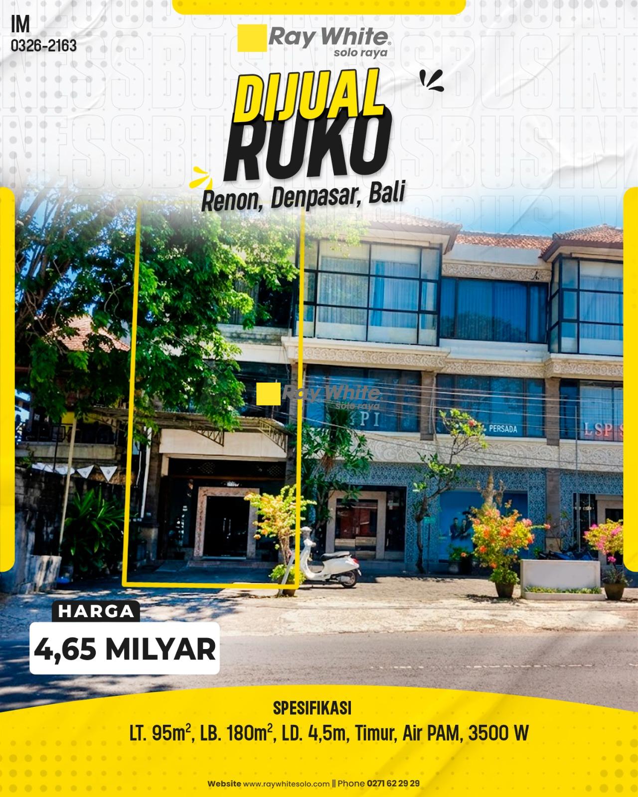 Ruko Eksklusif di Jl. Merdeka Renon Denpasar, Investasi Komersial Paling Bergengsi di Bali