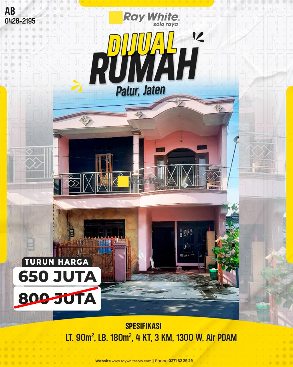 Rumah 2 Lantai Strategis di Palur Jaten Karanganyar, Hunian Kapasitas Besar Dekat Fasilitas Umum