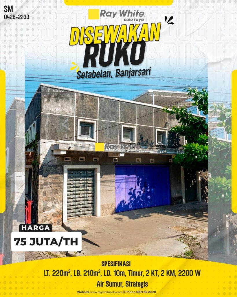 Sewa Ruko Strategis Jl. Letjend S. Parman Solo, Lokasi Prime di Pusat Niaga Setabelan dengan Lebar 10m!