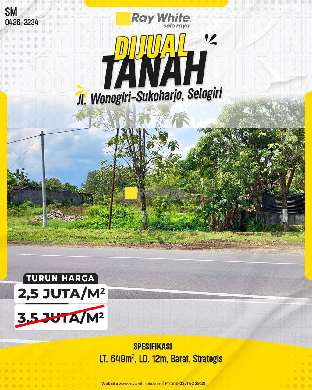 Lahan Komersial Strategis Jalur Utama Wonogiri-Sukoharjo, Investasi Emas di Gerbang Kota Wonogiri