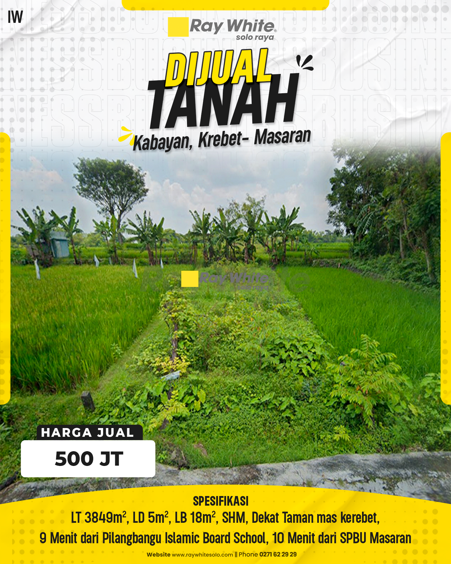Tanah Luas Sangat Terjangkau di Masaran Sragen, Dekat Taman Mas Krebet