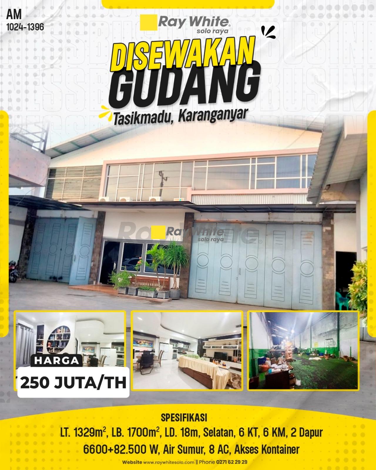 Disewakan Gudang & Rumah Tinggal di Tasikmadu, Karanganyar