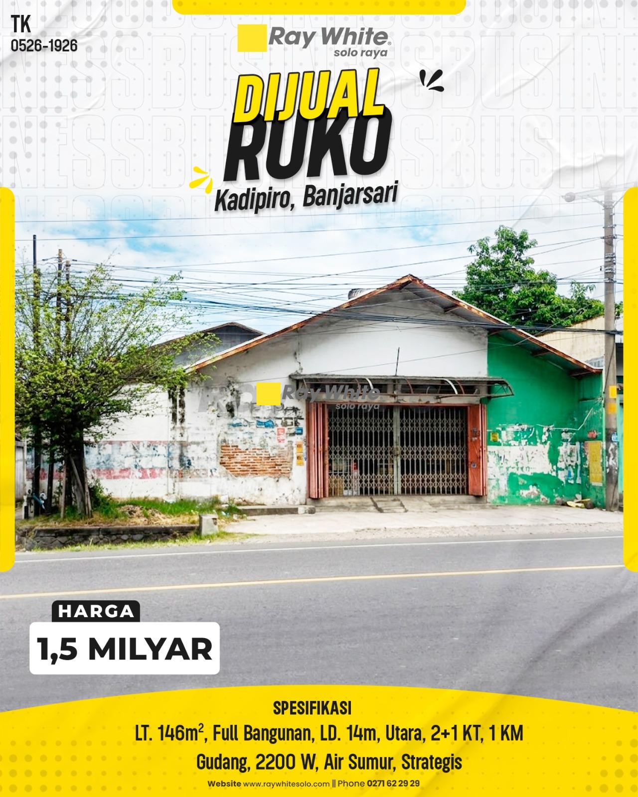 Dijual Ruko Strategis Full Bangunan Fasad Ekstra Lebar 14 Meter di Kadipiro Banjarsari Solo