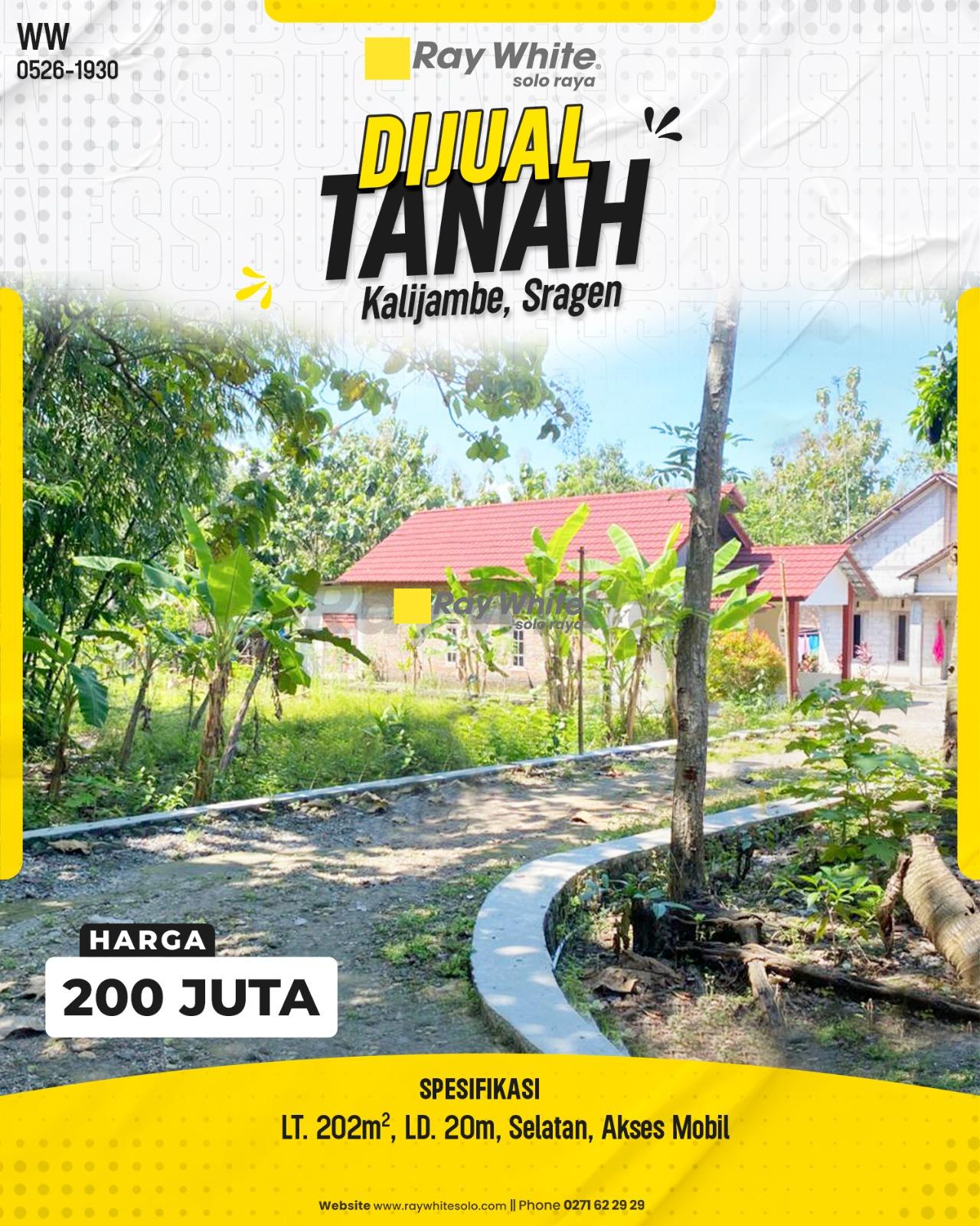 Dijual Lahan Prospektif Luas 347m² Lokasi Strategis Hadap Utara di Wonorejo Kalijambe
