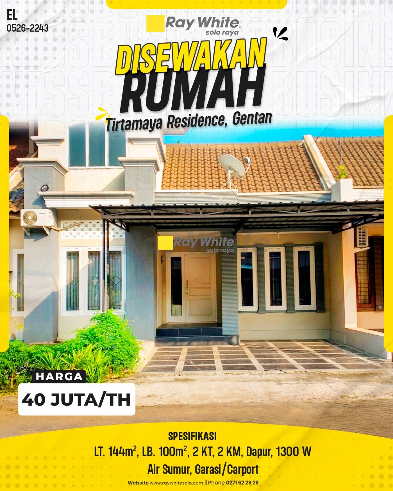 Disewakan Rumah Lega nan Homey di Cluster Eksklusif Tirtamaya Residence Gentan