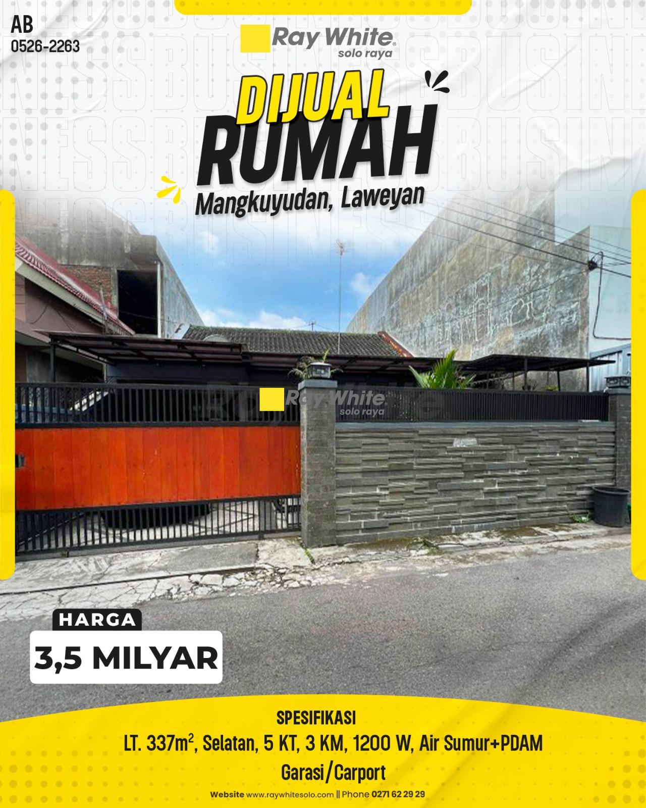 Dijual Rumah Mewah 2 Lantai Fasad 12m Strategis Tengah Kota di Mangkuyudan Solo