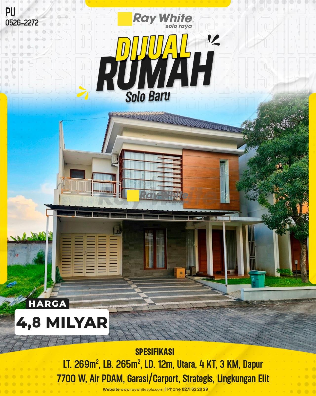 Dijual Rumah Mewah 2 Lantai Fasad 12 Meter Hadap Timur di Kawasan Elit Olive Solo Baru