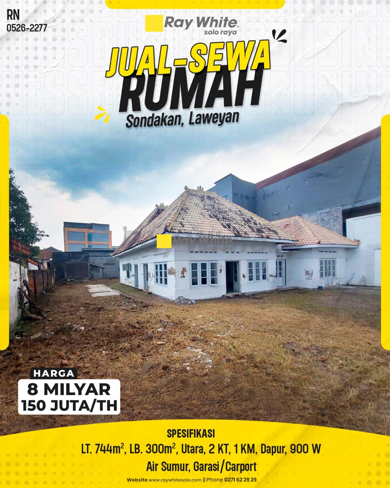 Tersedia Jual & Sewa: Rumah Megah Lahan 810m² Fasad 27m di Lokasi Strategis Sondakan Solo