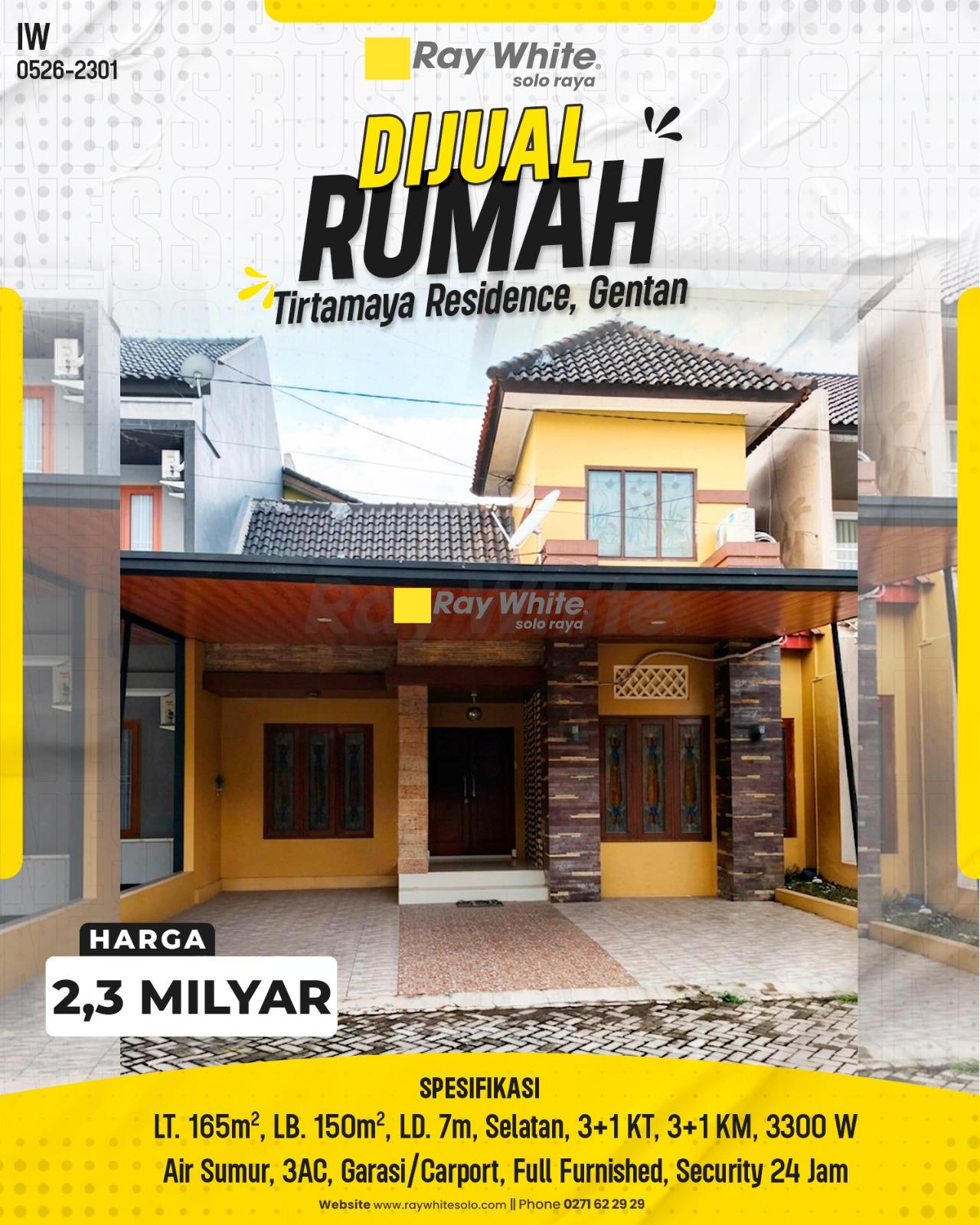 Iklan Rumah Dijual di Gentan Sukoharjo Tirtamaya Residence Full Furnished