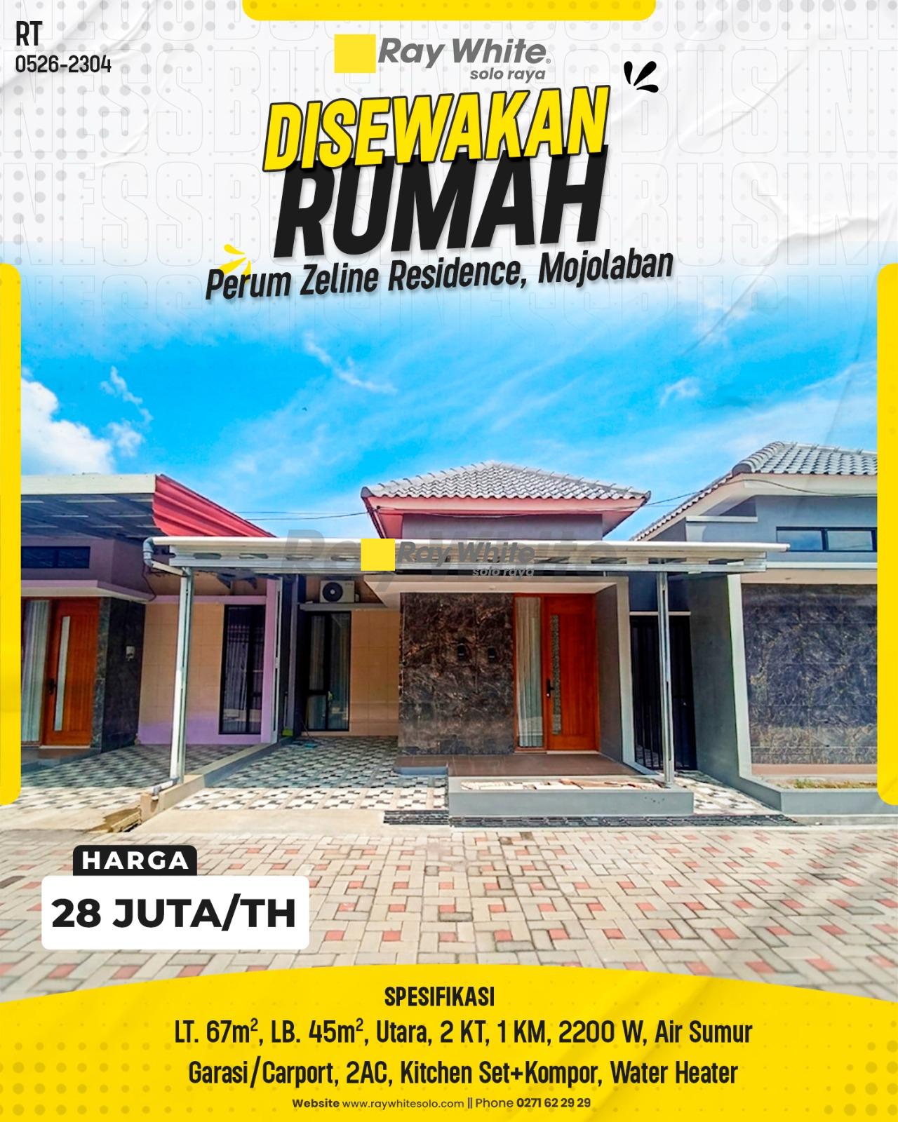 Rumah Disewakan di Mojolaban Perum Zeline Residence Strategis Rapi