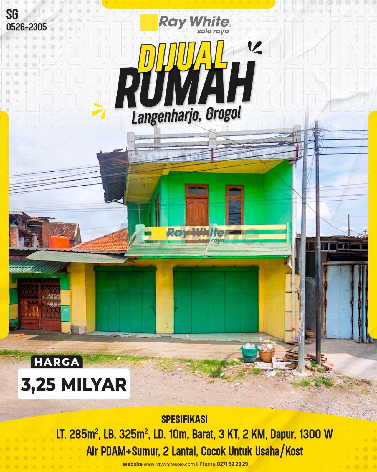 Rumah Dijual di Langenharjo Grogol Solo Luas Cocok Usaha Kost