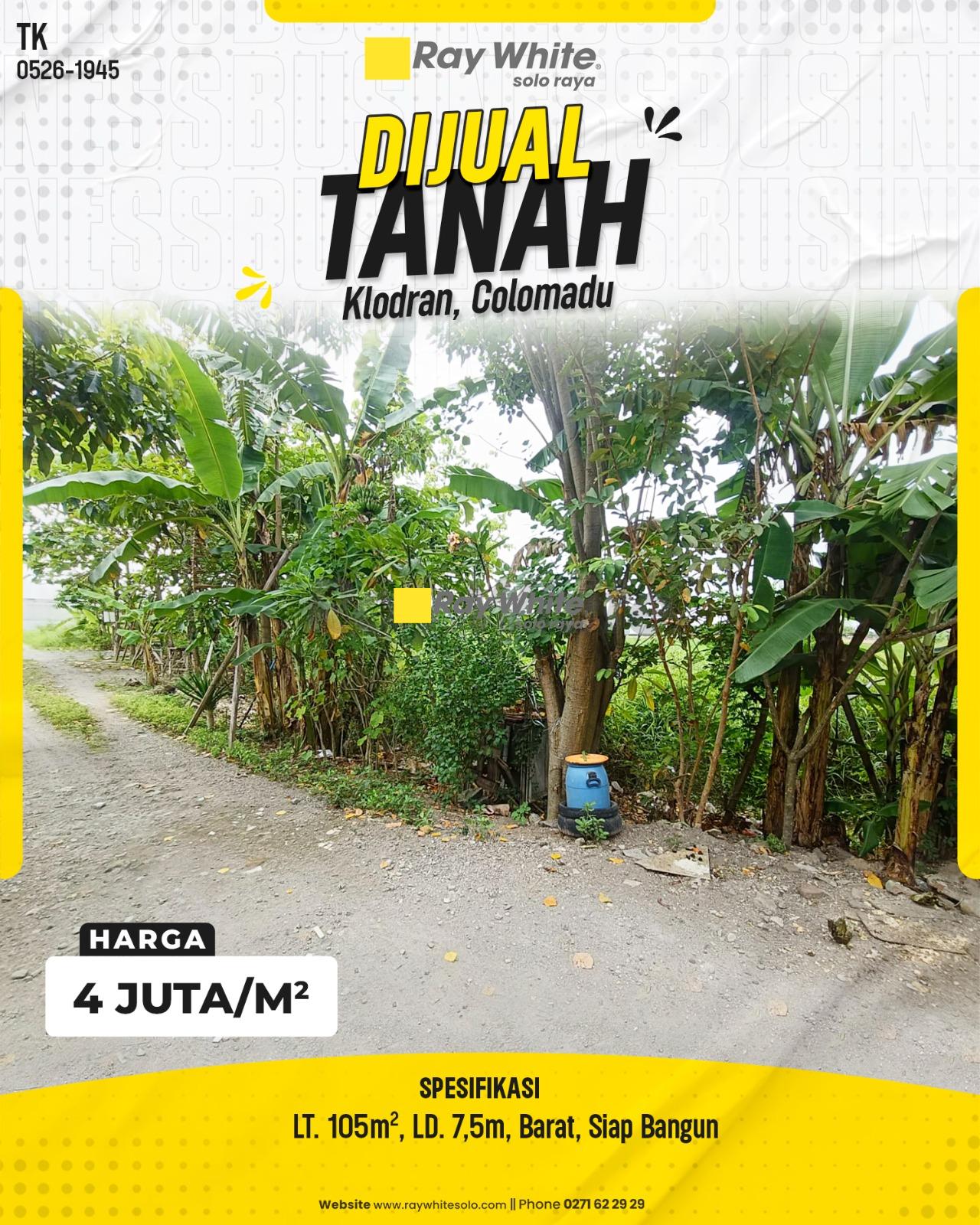 Tanah Kavling Klodran Colomadu Strategis Dekat Pintu Tol Siap Bangun