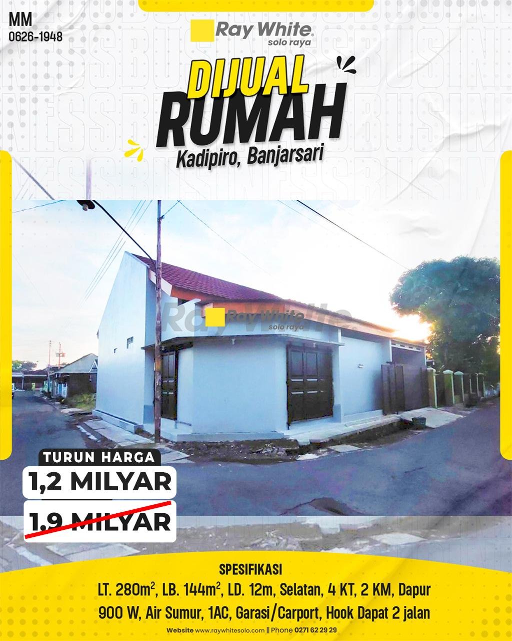 Rumah Hook Istimewa Strategis Siap Huni di Kalingga Utara Kadipiro Banjarsari Surakarta