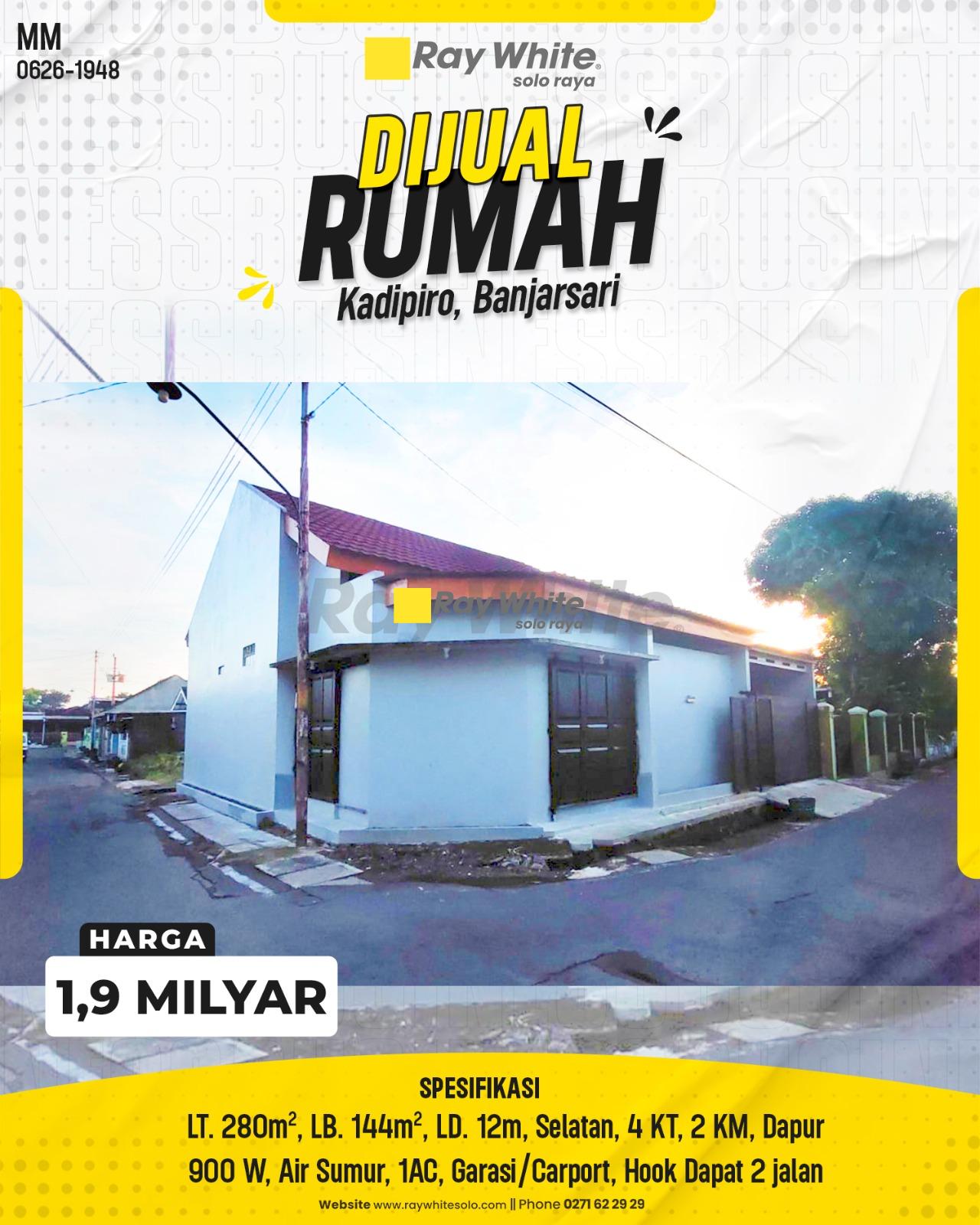 Rumah Hook Istimewa Strategis Siap Huni di Kalingga Utara Kadipiro Banjarsari Surakarta