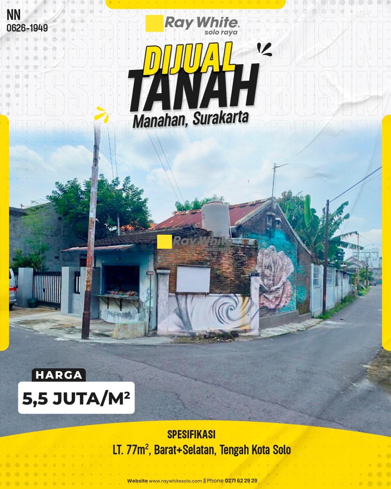 Tanah Kavling Strategis Posisi Hook Istimewa Siap Bangun di Manahan Banjarsari Surakarta