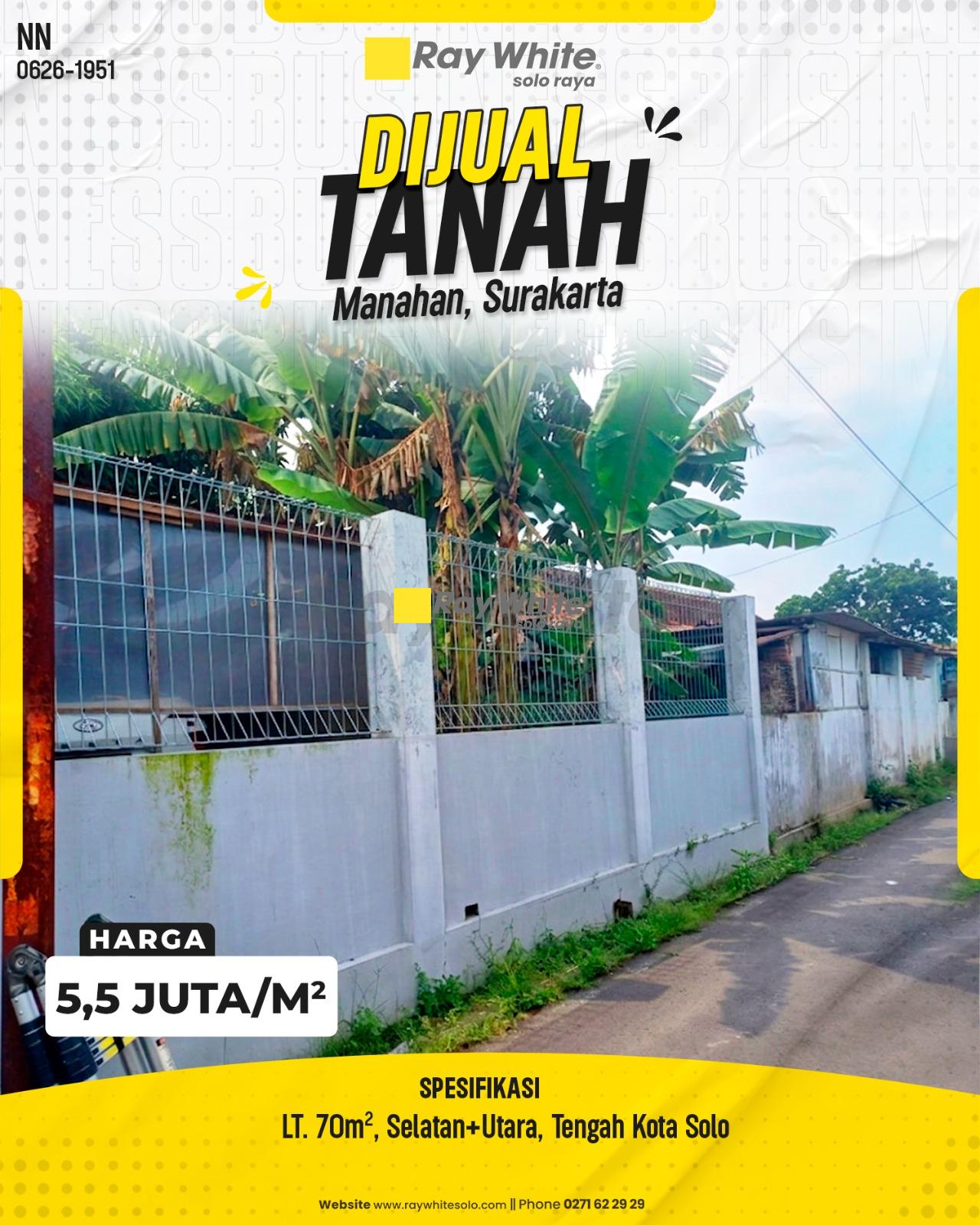 Tanah Kavling Strategis Posisi Istimewa Siap Bangun di Manahan Banjarsari Surakarta