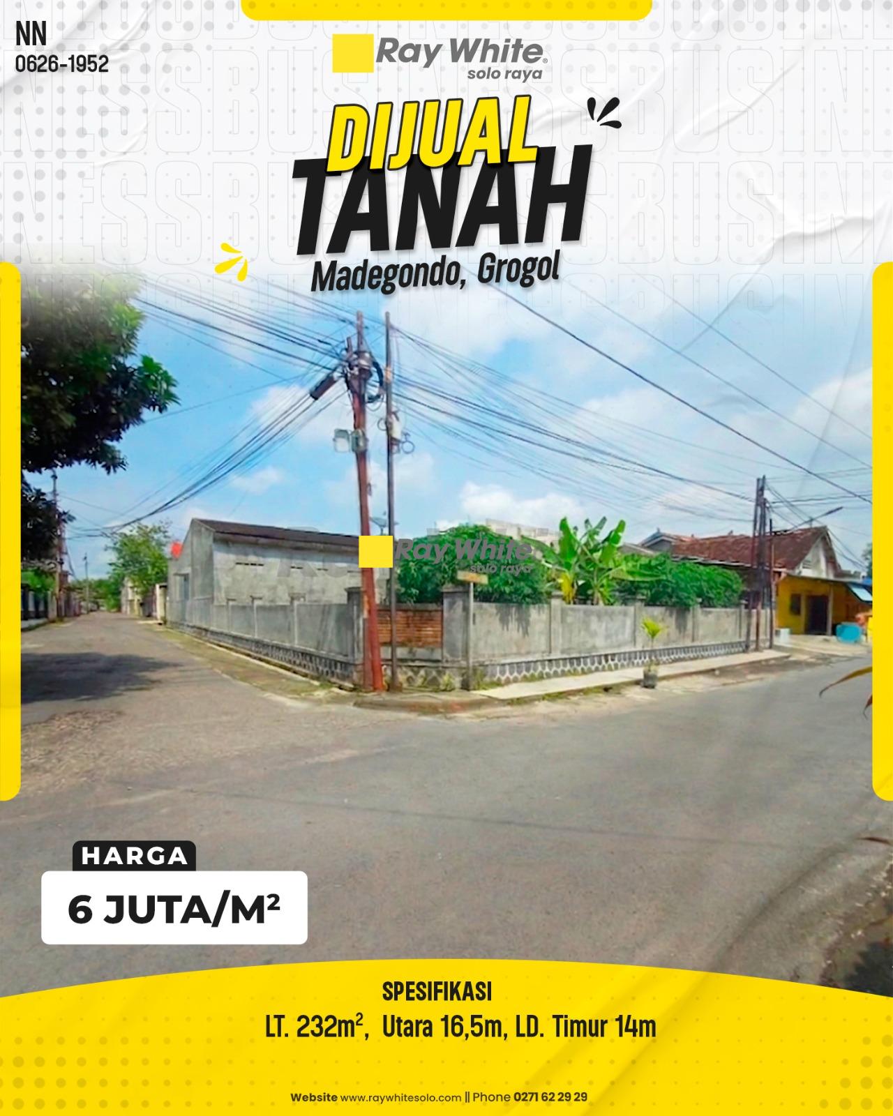 Tanah Kavling Premium Posisi Hook Sangat Strategis Siap Bangun di Madegondo Grogol Sukoharjo
