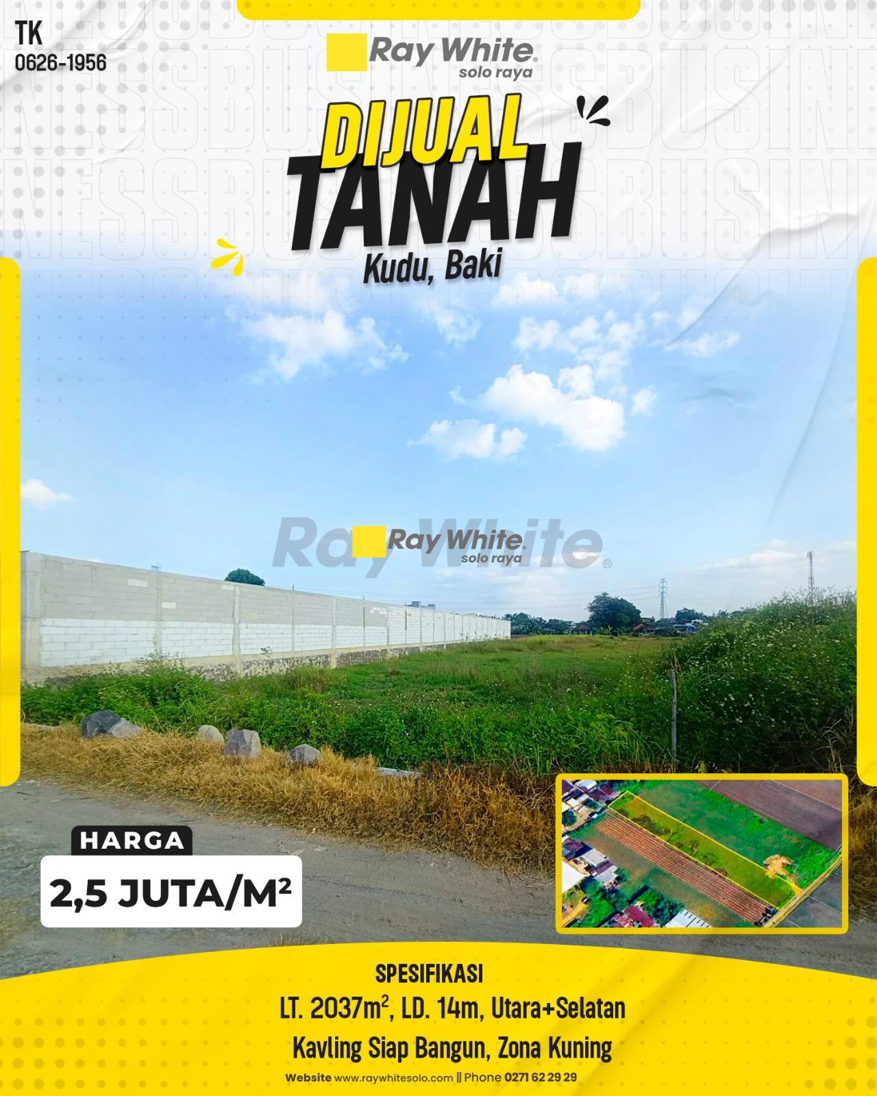 Tanah Kavling Luas Prospektif Zona Kuning Siap Bangun di Kudu Baki Sukoharjo