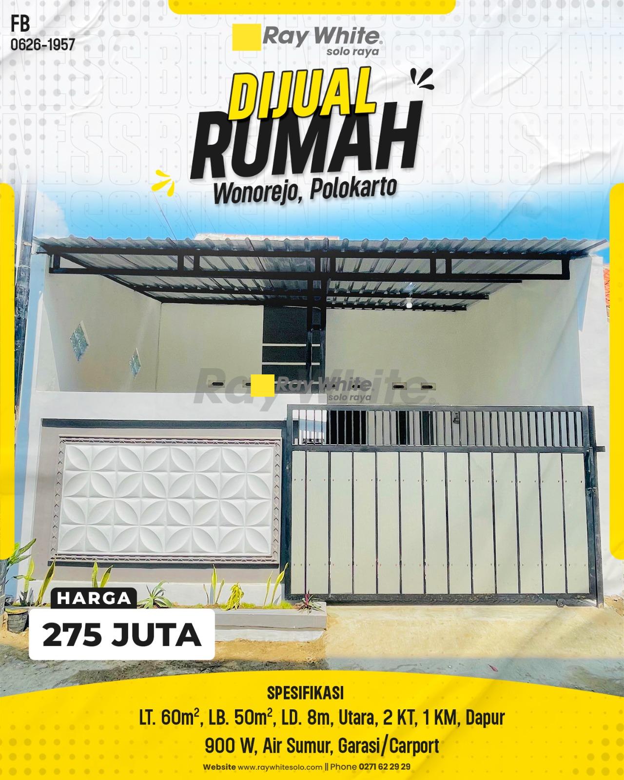 Rumah Minimalis Strategis Siap Huni Harga Terjangkau di Wonorejo Polokarto Sukoharjo