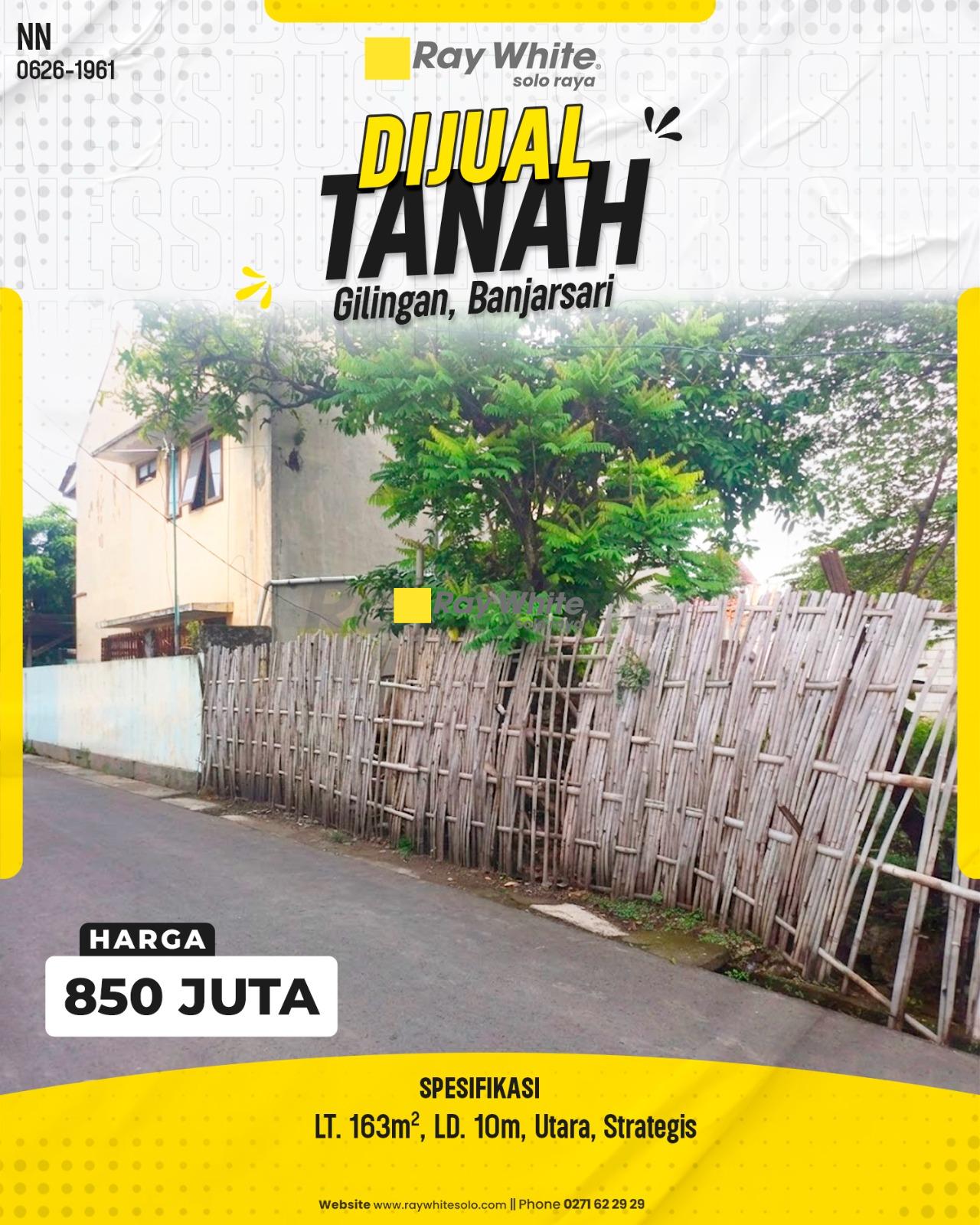 Tanah Kavling Strategis Siap Bangun Hadap Utara di Gilingan Banjarsari Surakarta