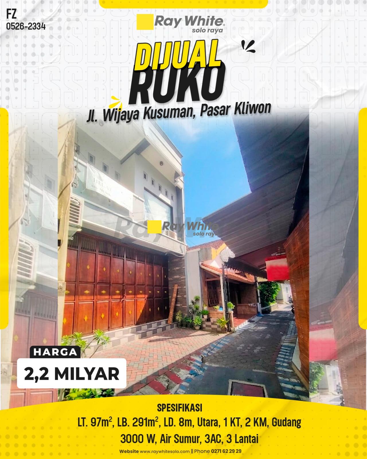 Ruko 3 Lantai di Kauman Pasar Kliwon Solo Strategis Tengah Kota