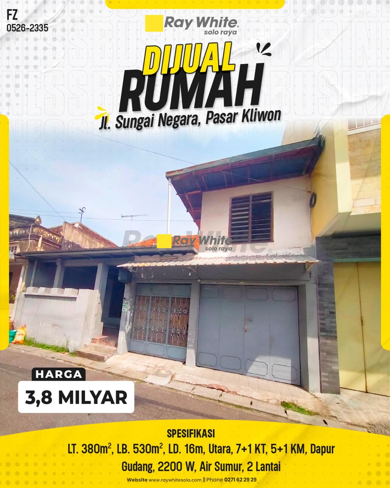 Rumah Besar 2 Lantai di Pasar Kliwon Solo Strategis Lebar Depan 16m Cocok Usaha