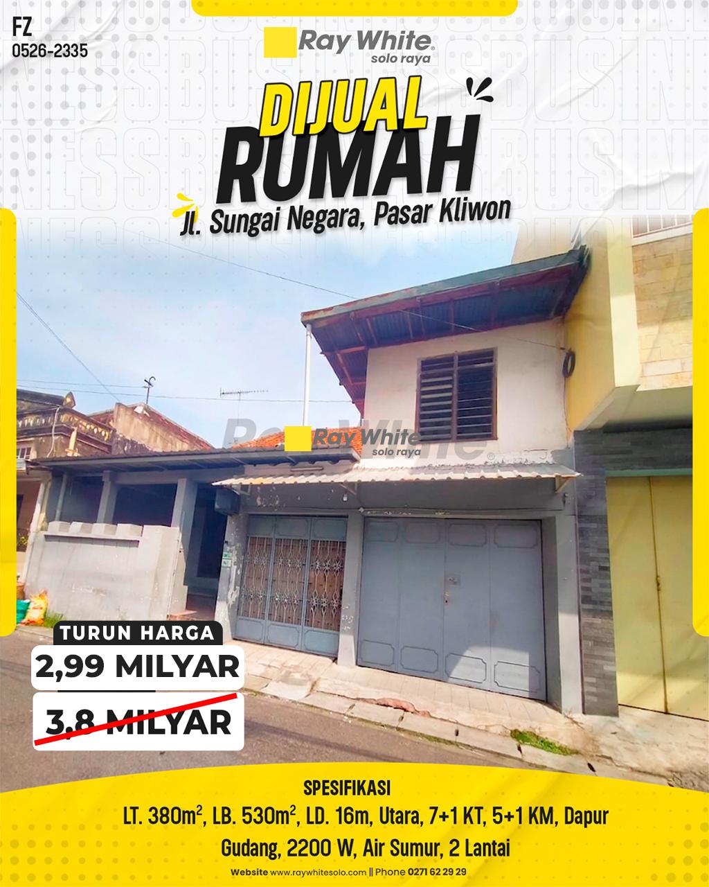 Rumah Besar 2 Lantai di Pasar Kliwon Solo Strategis Lebar Depan 16m Cocok Usaha