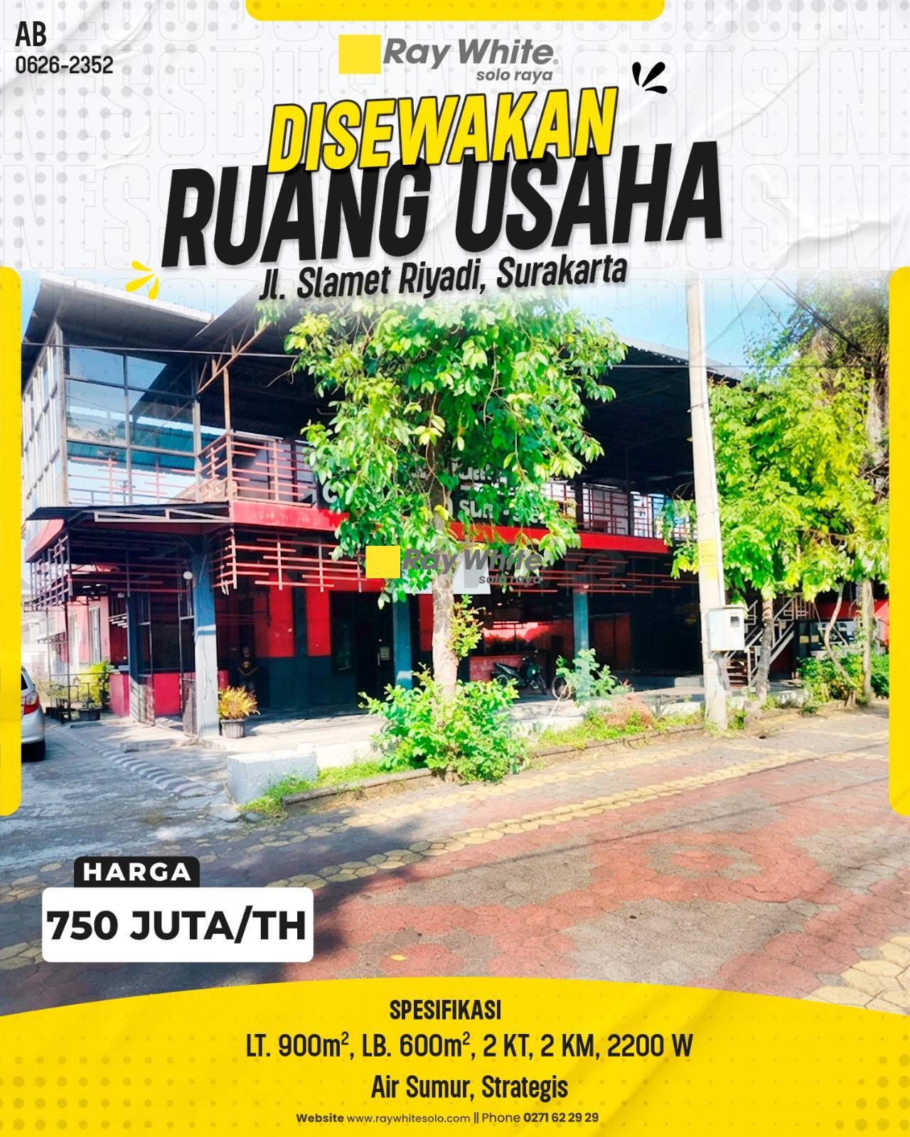Disewakan Ruang Usaha Strategis Luas Siap Pakai di Jl. Slamet Riyadi Purwosari Laweyan Surakarta
