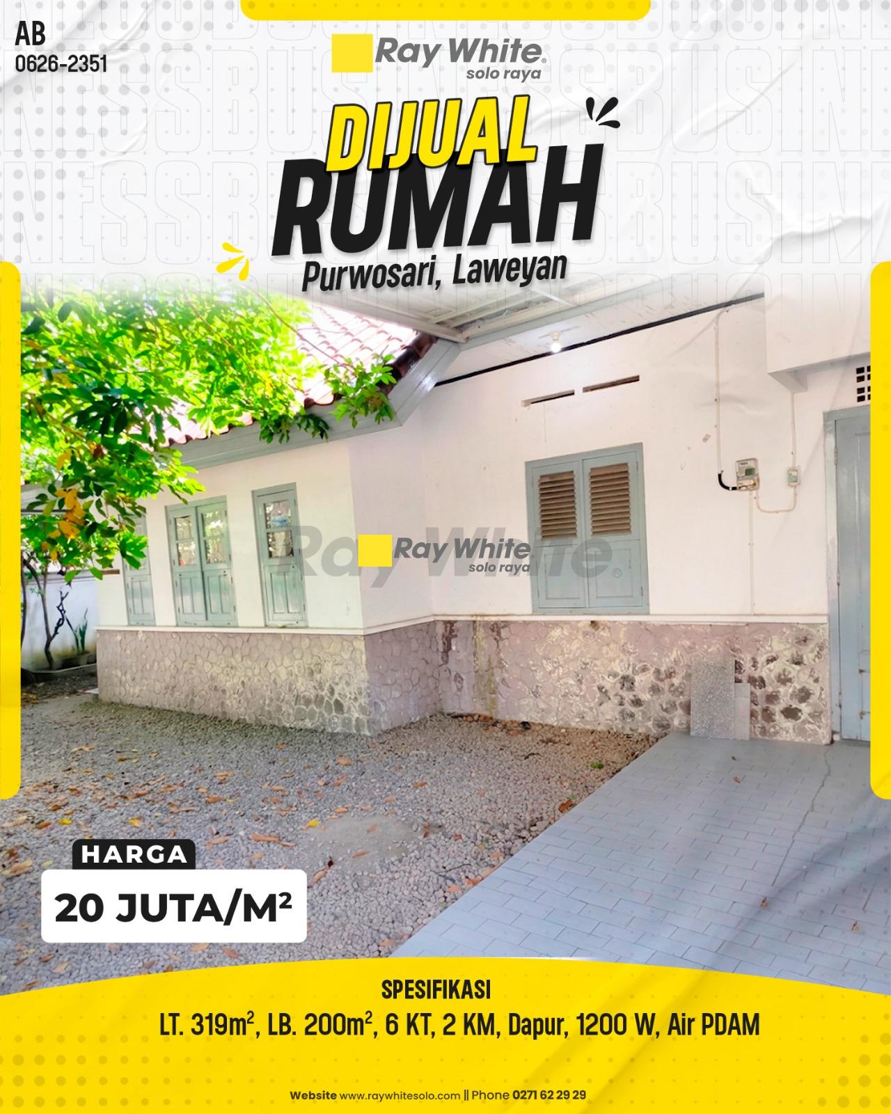 Rumah Tinggal Luas Sangat Strategis Siap Huni di Komplek Purwotomo Purwosari Laweyan Surakarta