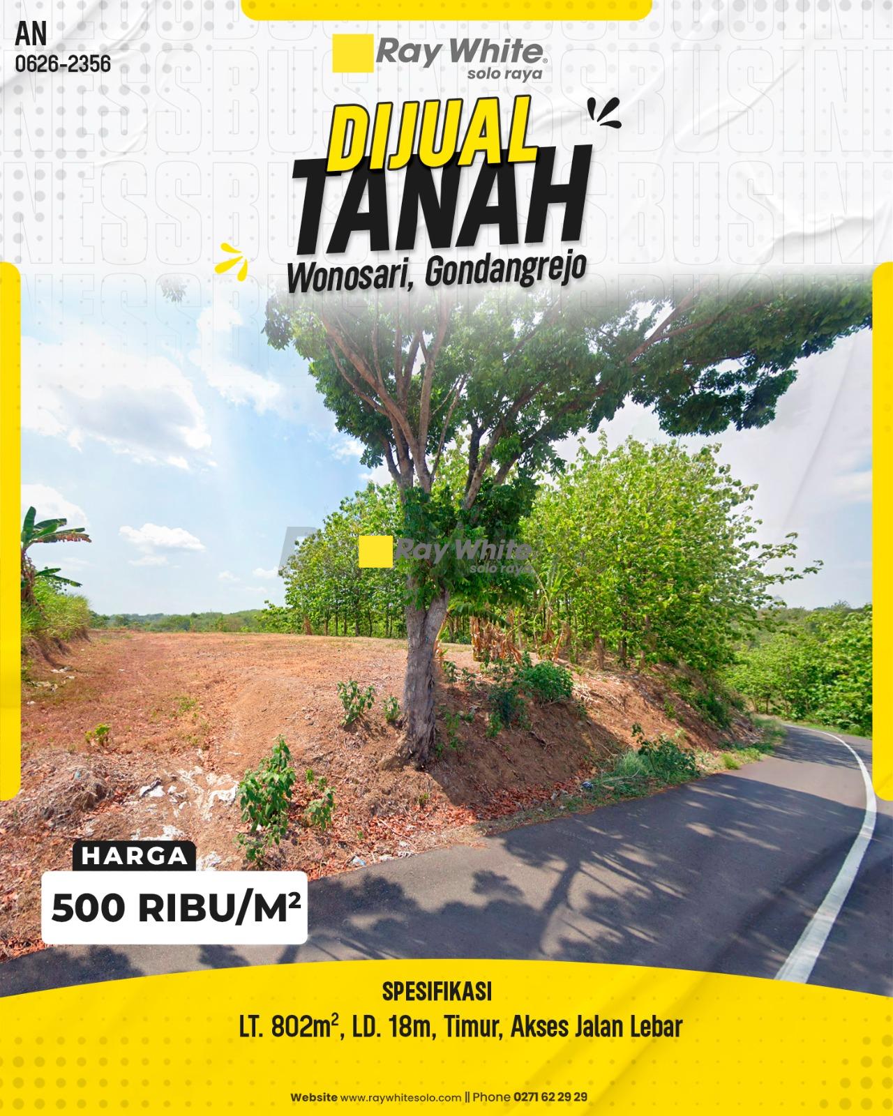 Tanah Kavling Luas Strategis Tepi Jalan Aspal di Wonosari Gondangrejo Karanganyar