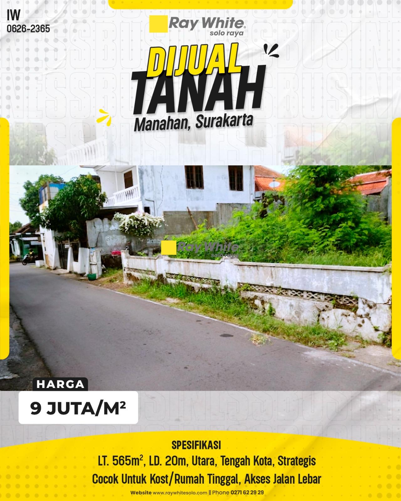 Tanah Kavling Luas Premium Sangat Strategis Siap Bangun di Gremet Manahan Banjarsari Surakarta