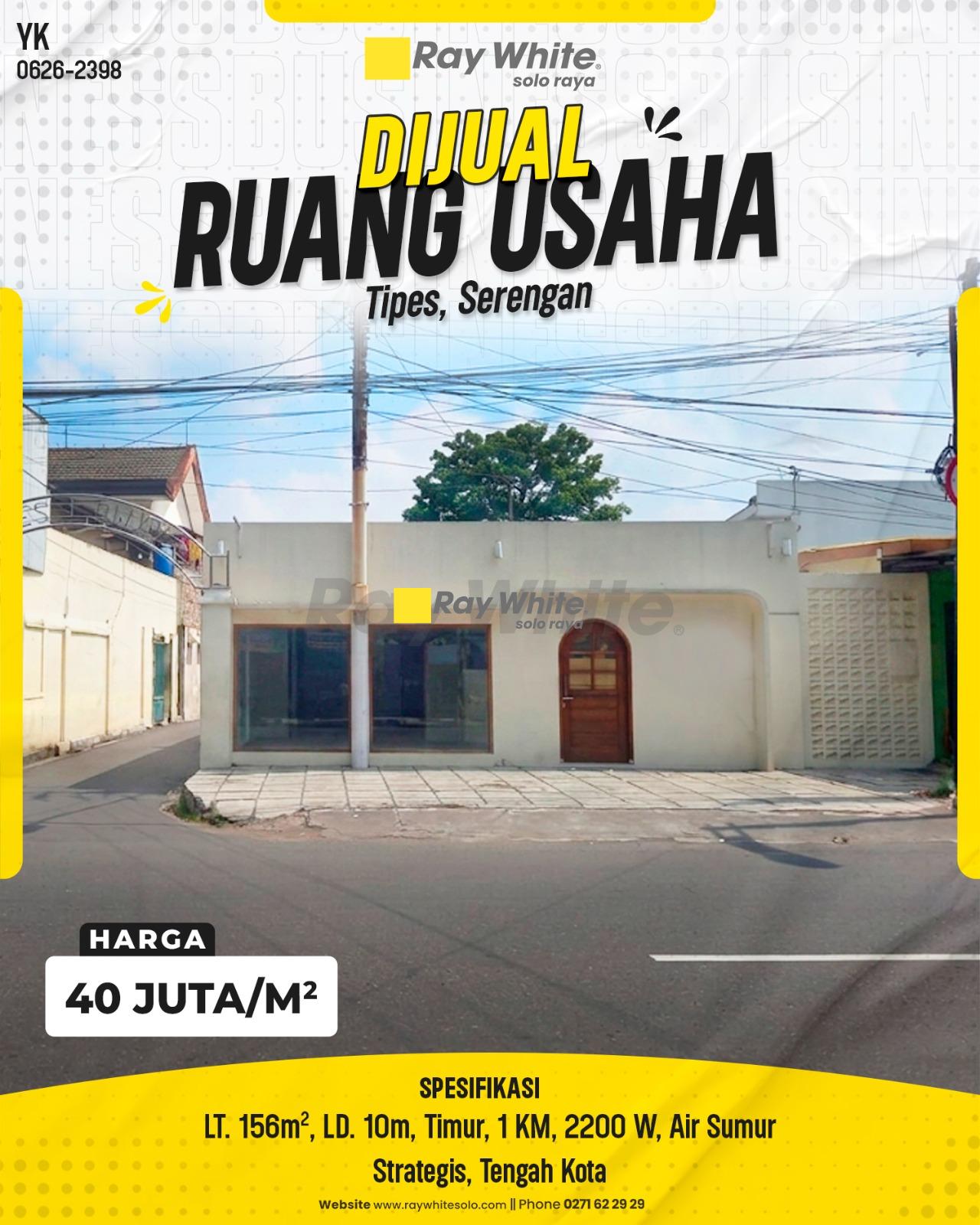 Ruang Usaha Strategis Luas 2 Lantai Hadap Timur Cocok Untuk Bisnis di Tipes Serengan Surakarta