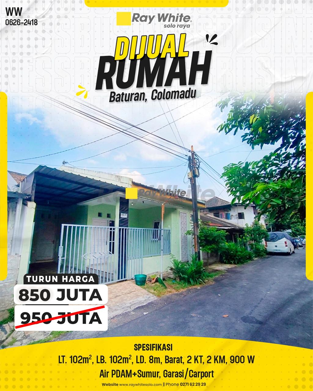 Rumah Minimalis Modern Siap Huni Full Bangunan Hadap Barat di Baturan Colomadu Karanganyar
