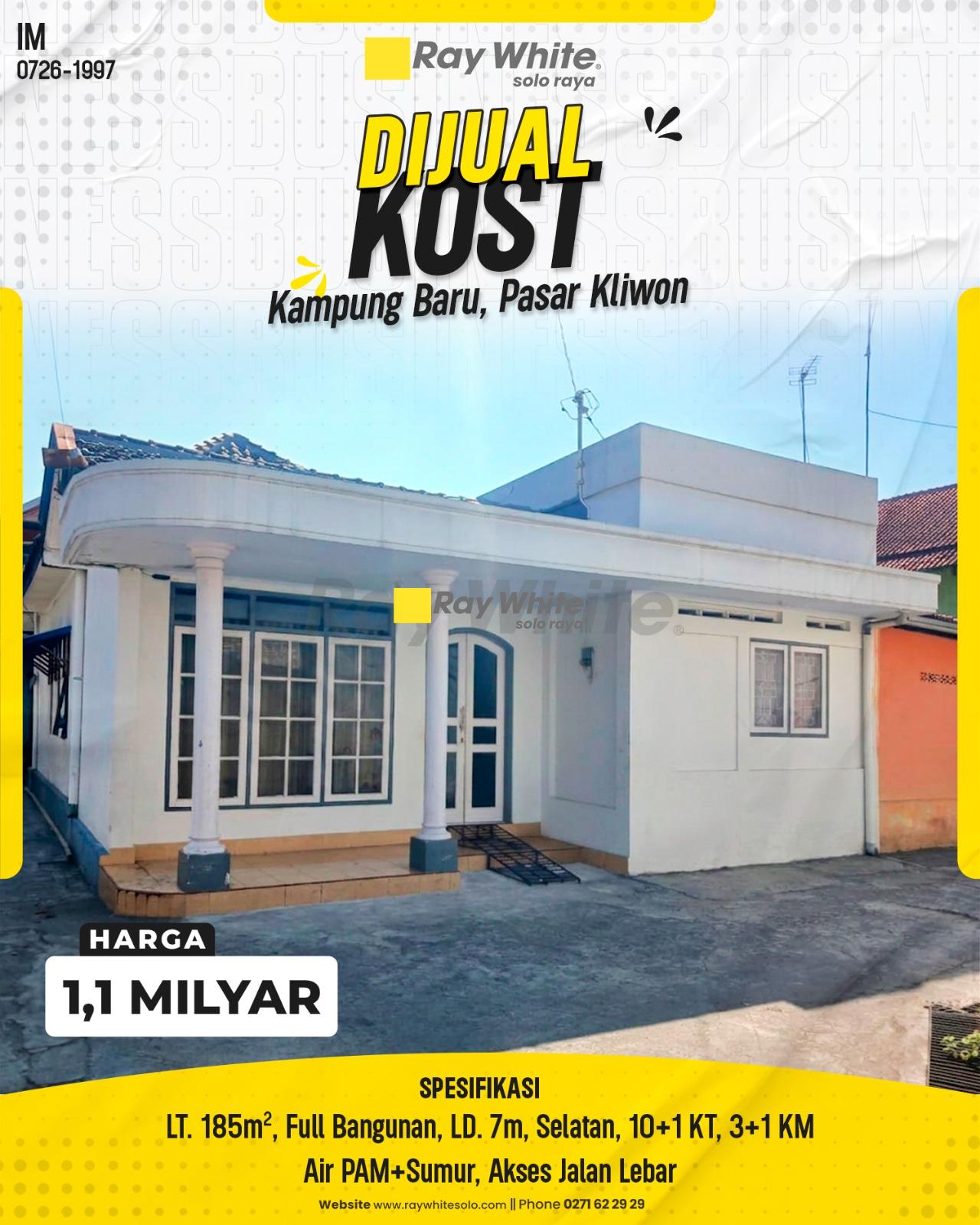 Properti Kost Strategis 10 Kamar Halaman Luas di Jantung Kota Kampung Baru Pasar Kliwon Solo
