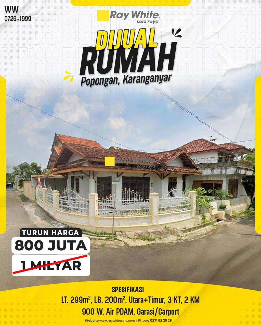 Rumah Hook Luas Strategis di Perumahan Pelita Popongan Karanganyar Kota