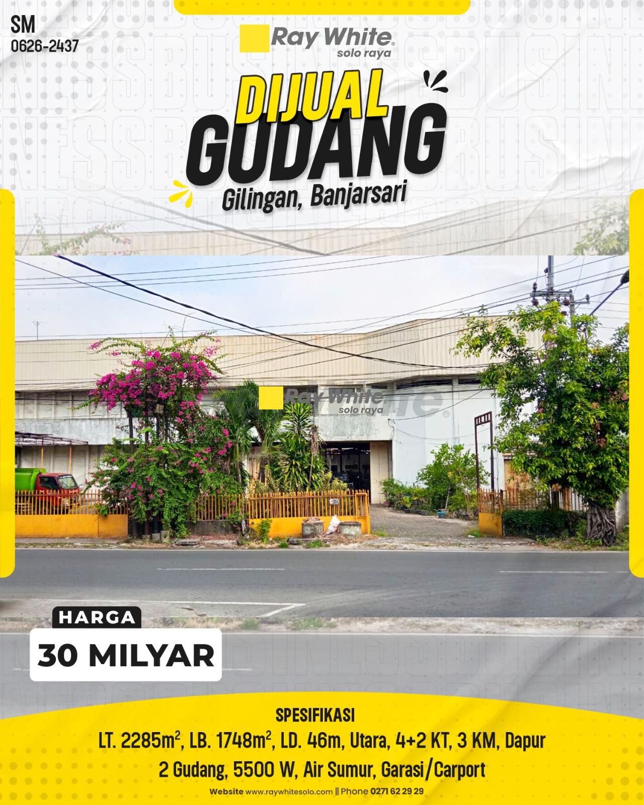 Dijual Gudang Komersial Strategis Pinggir Jalan Raya Terminal tirtonadi Banjarsari Surakarta