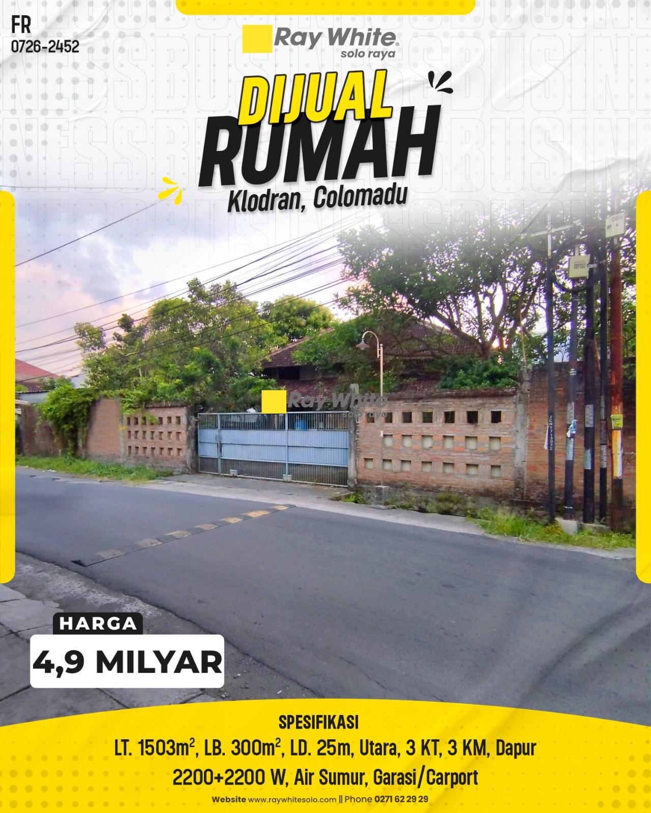 Dijual Rumah Mewah Halaman Sangat Luas Kekinian, Siap Huni di Klodran Colomadu Karanganyar