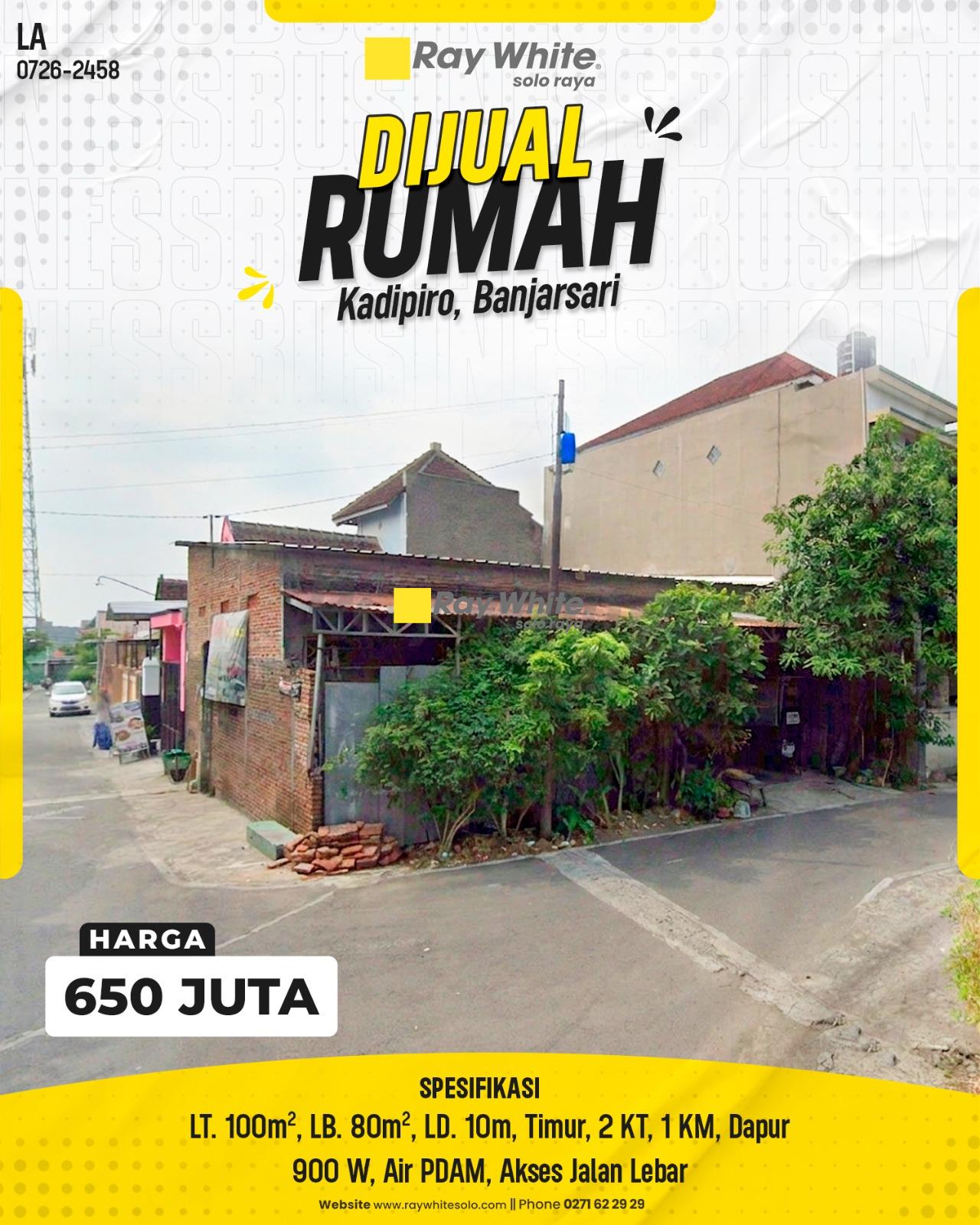 Dijual Rumah Strategis Akses Jalan Lebar Siap Huni di Jl Kerinci Sekip Kadipiro Banjarsari Surakarta