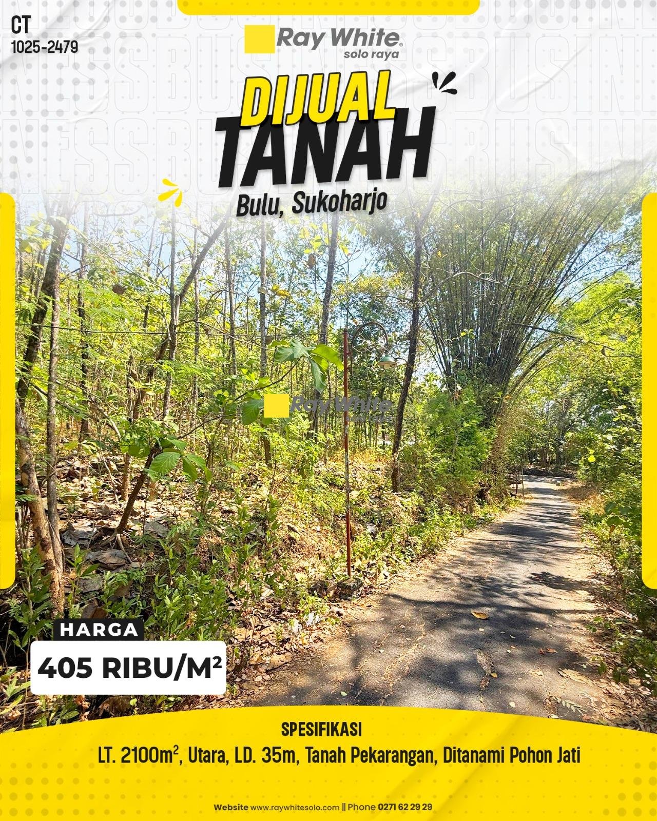 Tanah Pekarangan Ditanami Pohon Jati Luas Murah Akses Jalan Aspal di Bulu Sukoharjo
