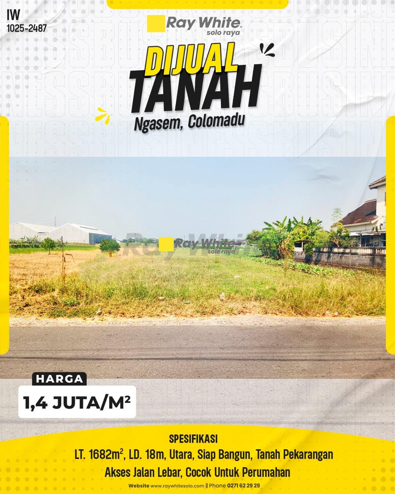 Tanah Pekarangan Datar Strategis Siap Bangun Cocok Untuk Perumahan di Ngasem Colomadu Karanganyar