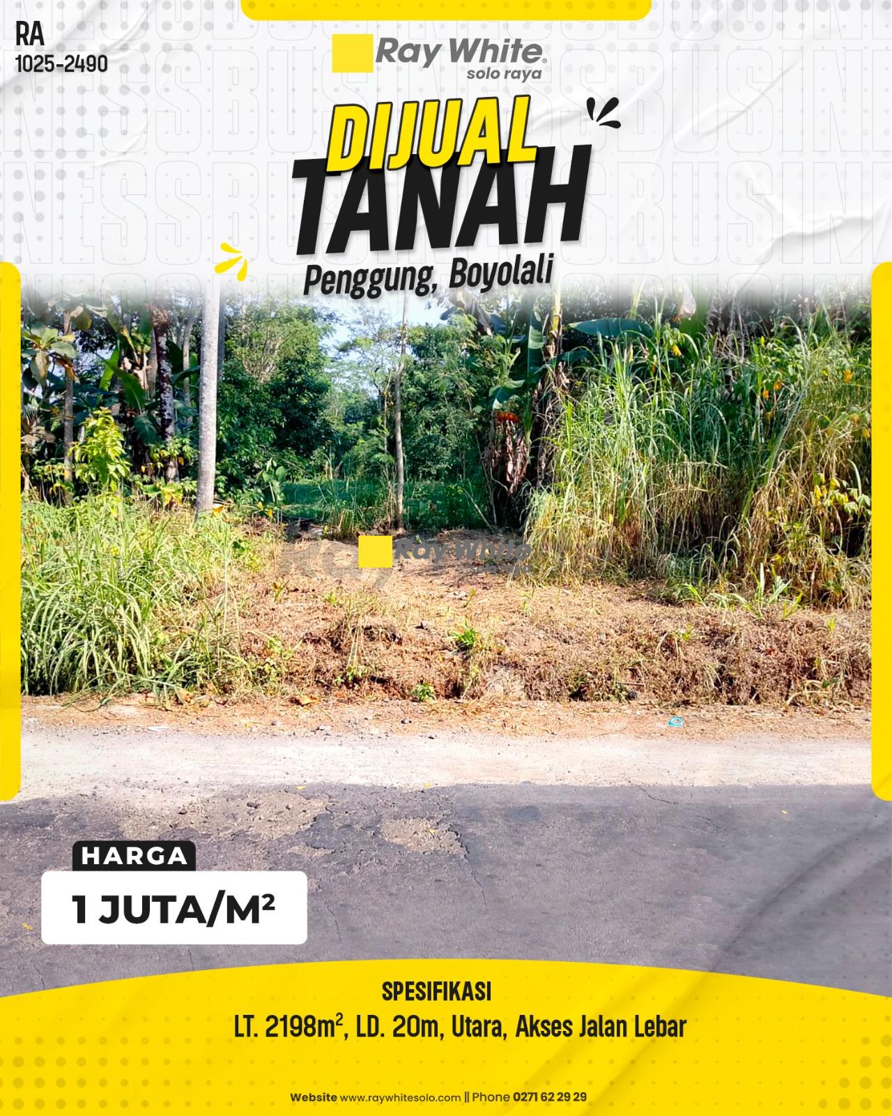 Tanah Luas Strategis Pinggir Jalan Aspal Akses Lebar di Penggung Boyolali