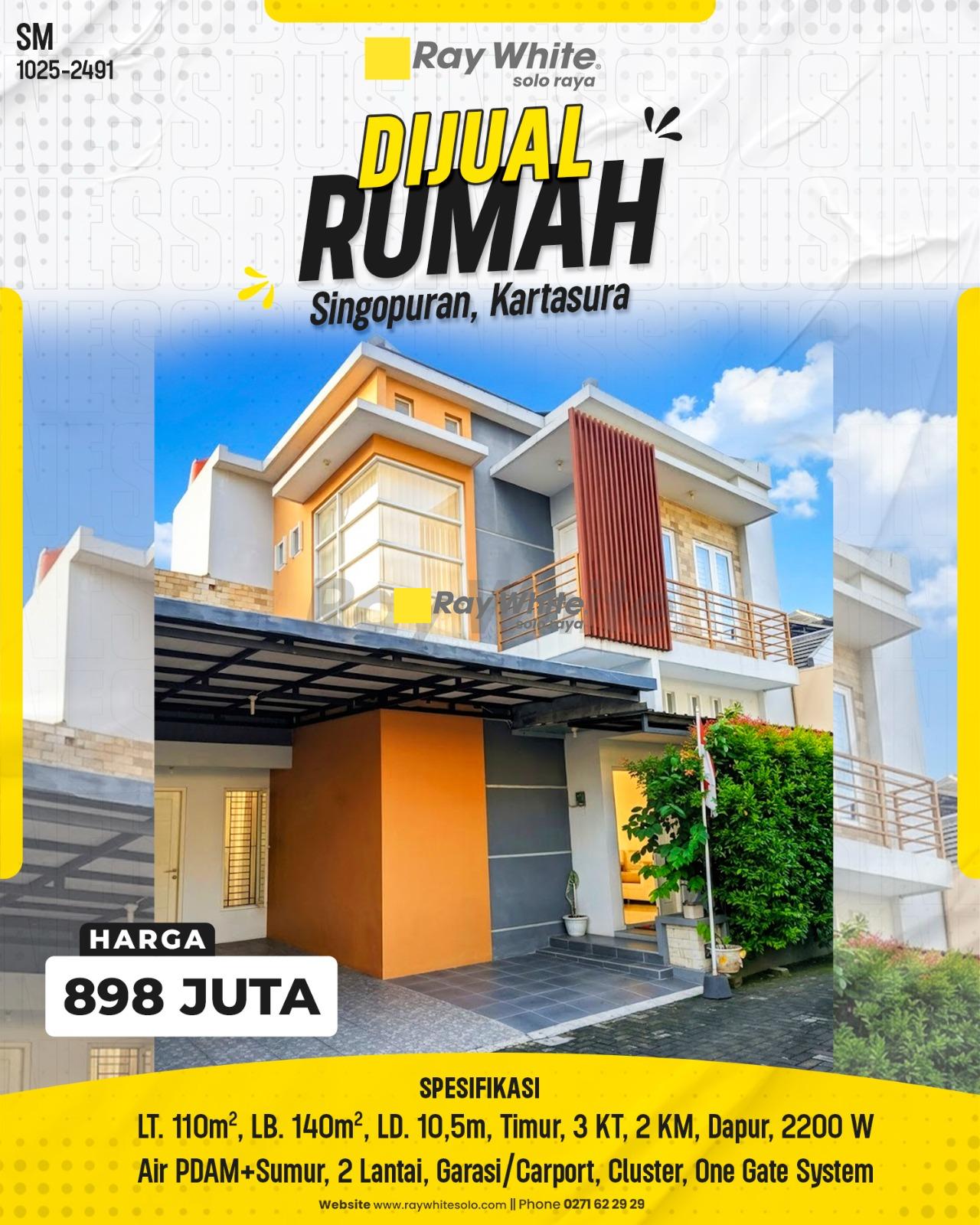 Rumah Minimalis Modern 2 Lantai di Mutiara Garden Residence Singopuran Kartasura Sukoharjo