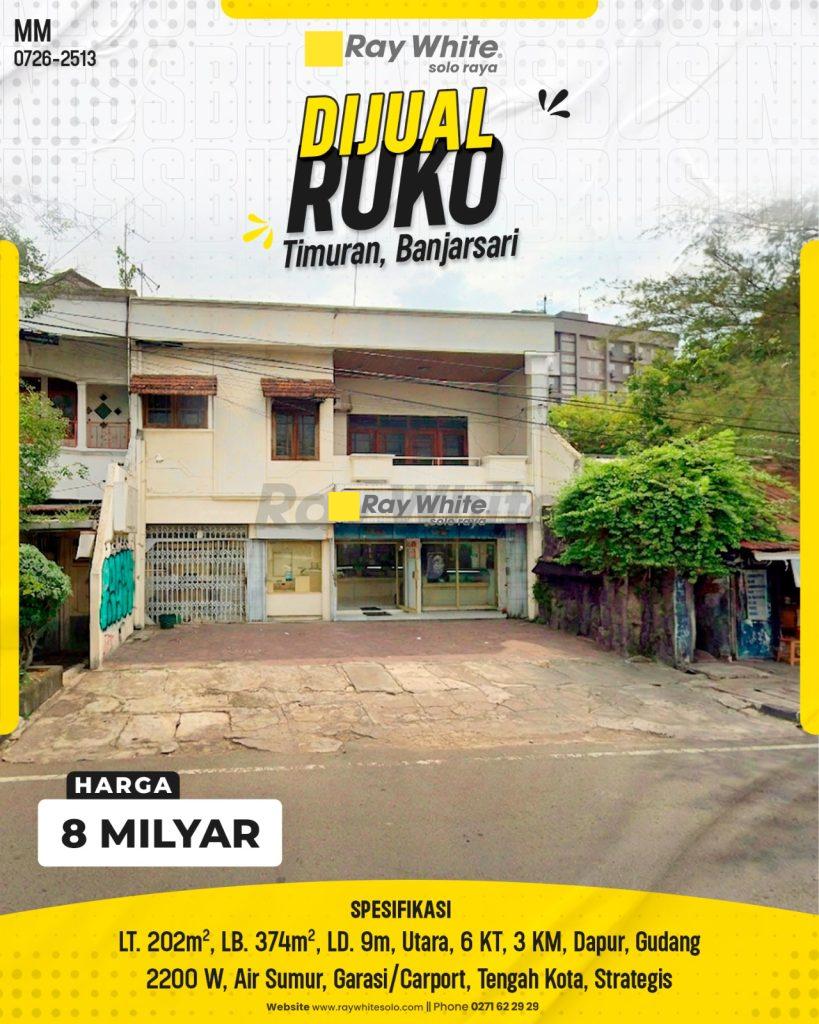 Ruko 2 Lantai Super Premium & Strategis Pinggir Jalan Utama Yosodipuro Timuran Banjarsari Solo