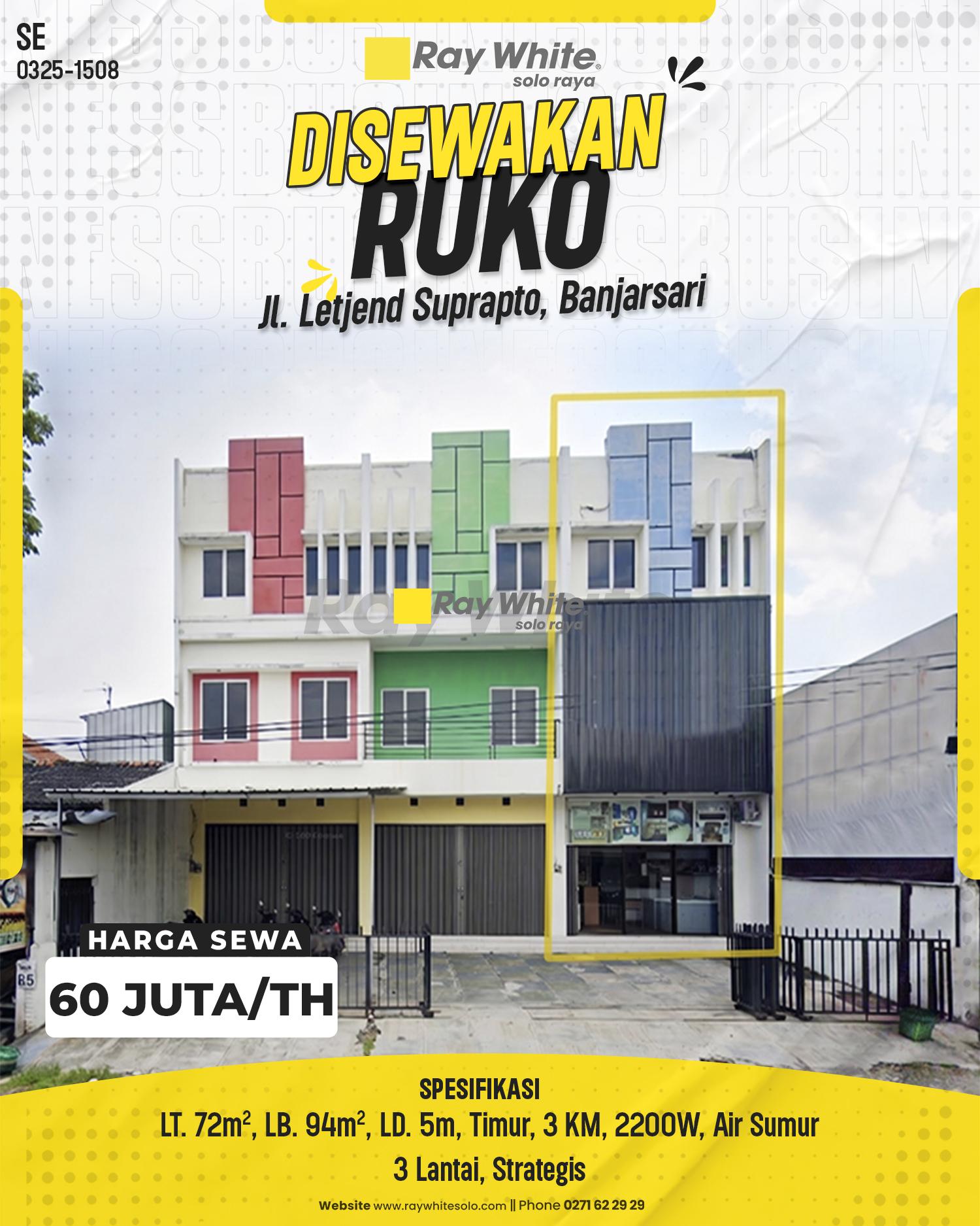 Dijual Ruko 3 Lantai di Jl. Letjend Suprapto, Sumber, Banjarsari, Solo