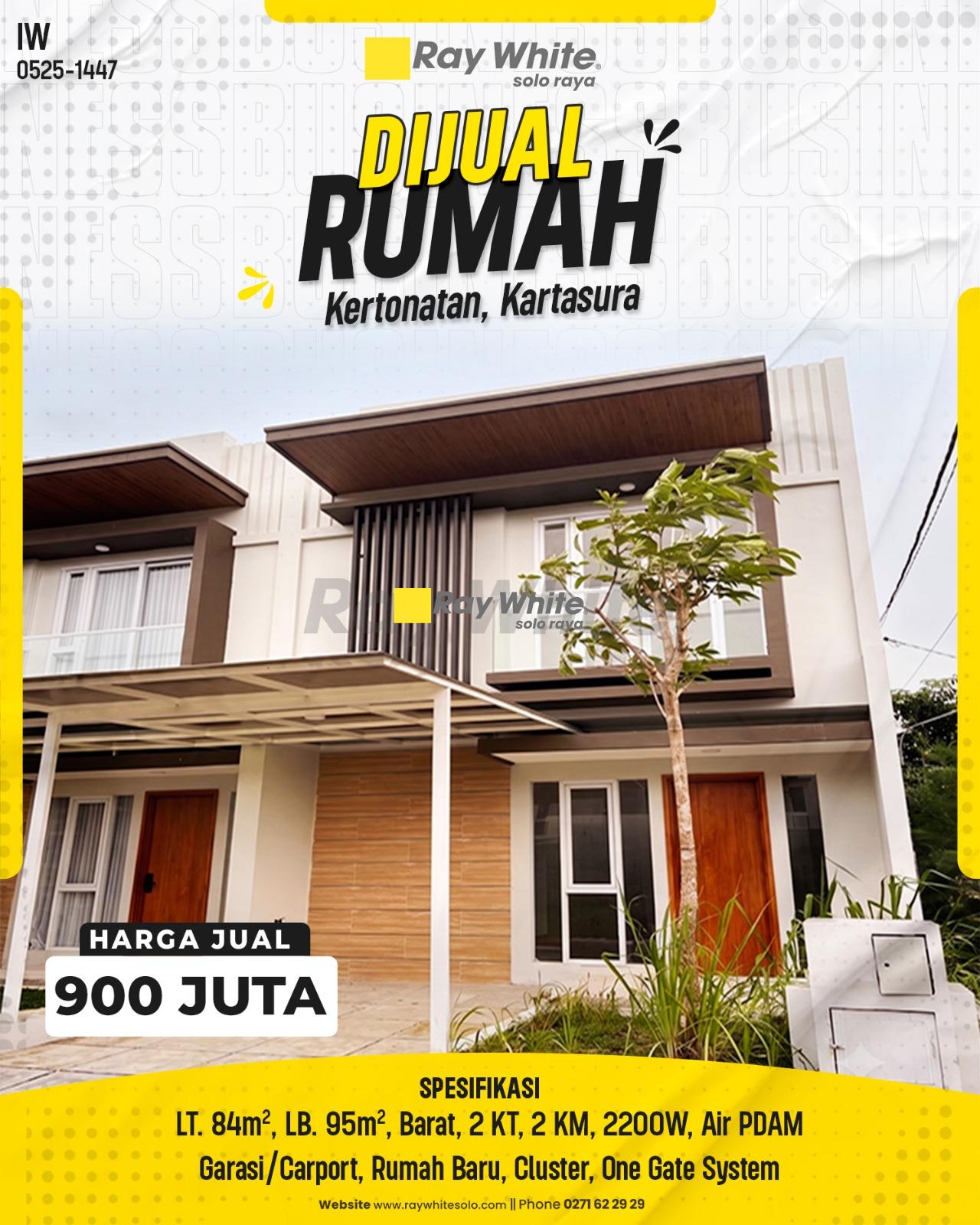 Dijual Rumah Baru Minimalis Modern 2 Lantai Cluster One Gate System di Kertonatan Kartasura Sukoharjo