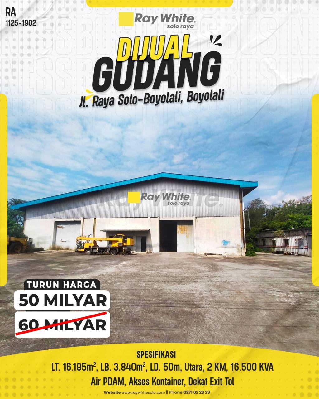 Gudang Super Luas (1.6 Ha) Tepi Jalan Raya Solo-Boyolali (Akses Kontainer, Dekat Exit Tol)