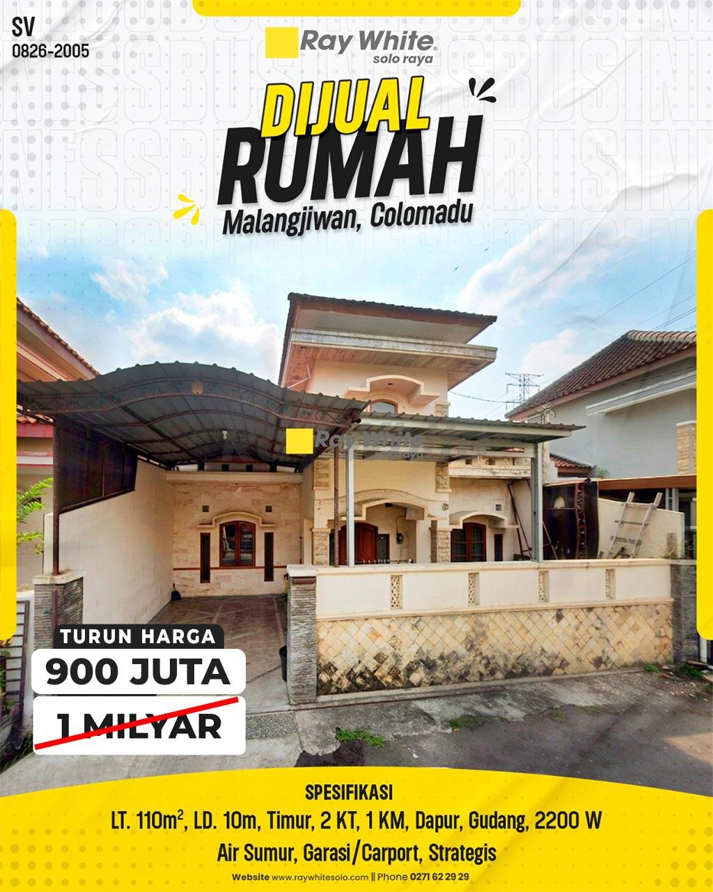Rumah Minimalis Modern LT 110m² Muka 10m Hadap Timur Strategis Dekat De Tjolomadoe & Bandara di Malangjiwan Colomadu