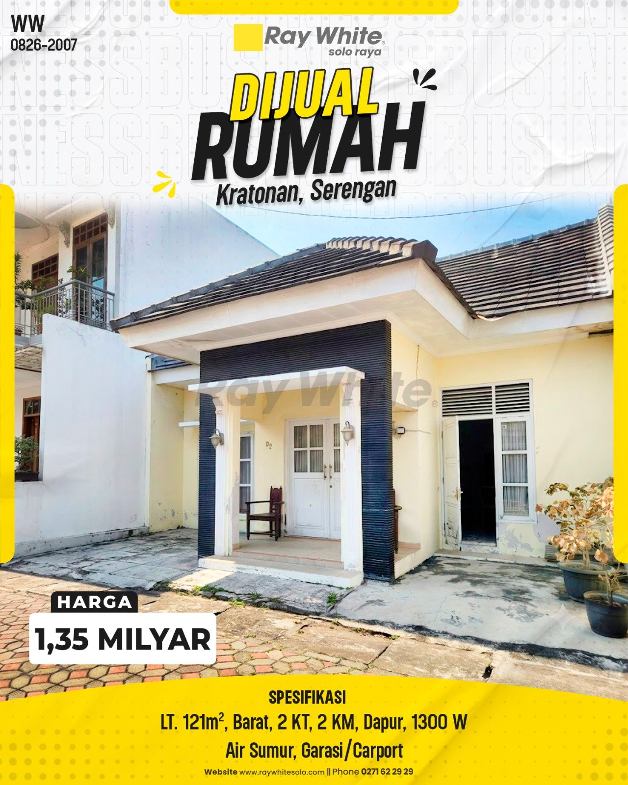 Rumah Minimalis Asri LT 121m² Hadap Barat SHM di Honggowongso Town House Kratonan Serengan Surakarta