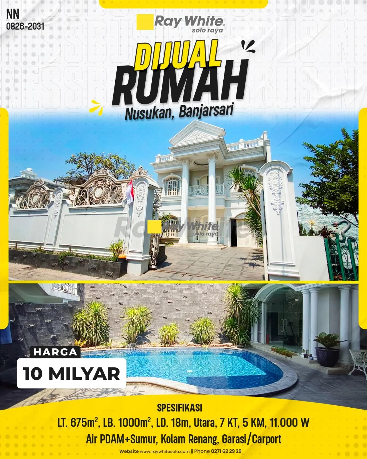 Hunian Megah Gaya Klasik Eropa Dilengkapi Kolam Renang Pribadi di Kota Solo!