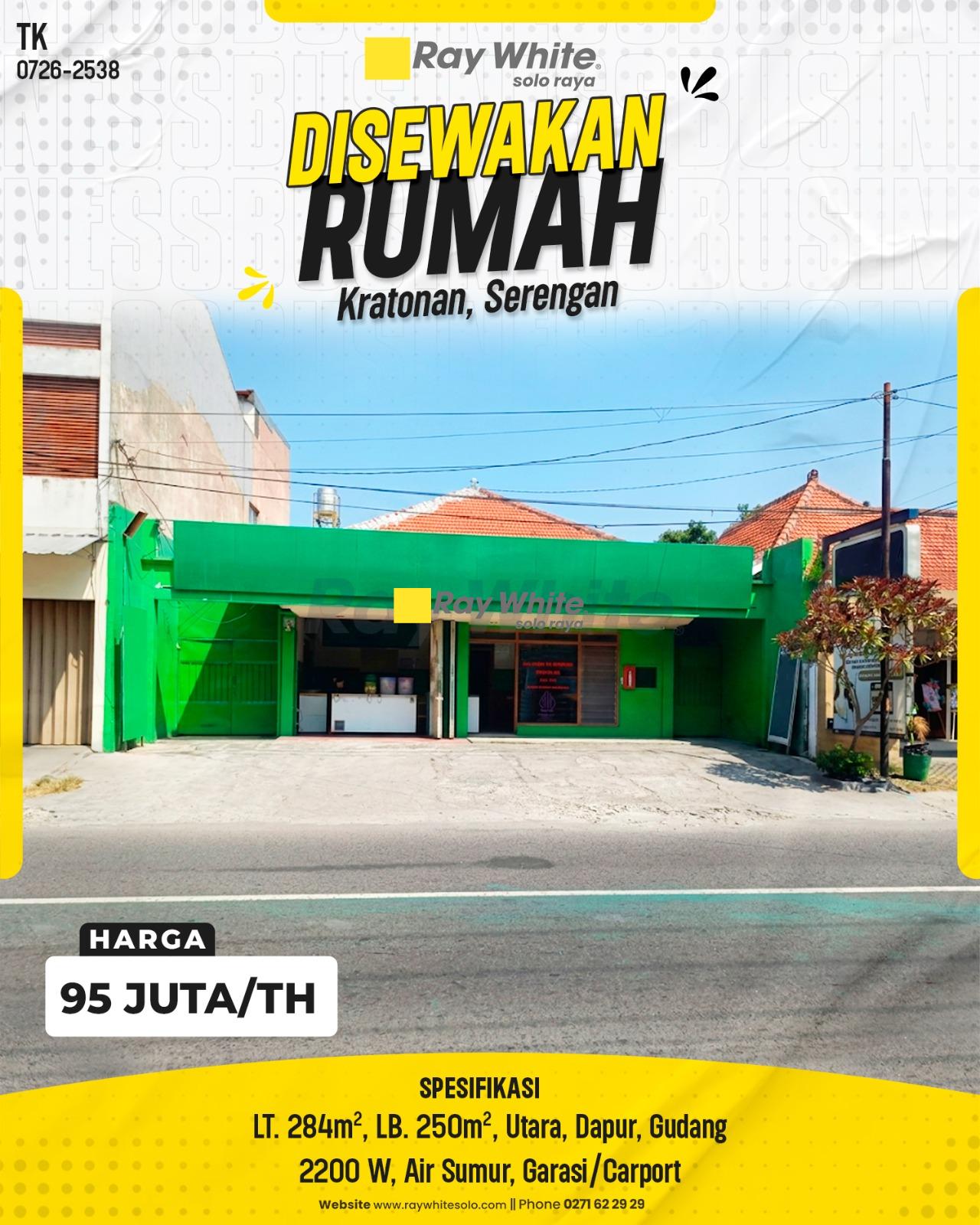 Sewa Rumah / Tempat Usaha Strategis Muka Luas Pinggir Jalan Utama M Yamin Kratonan Serengan Solo